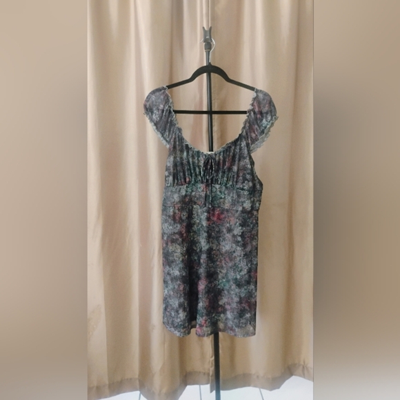 No Boundaries Gray Floral Print, Lined Stretchy Dress Womens Size XL 16/18 NWT - Picture 5 of 10